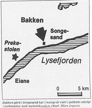 Kart med stor slem svart peker